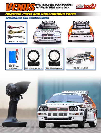 Killerbody 1/10 SCALE R/C RWD HIGH PERFORMANCE RACING CAR CHASSIS & Lancia Delta  Remote Control Car