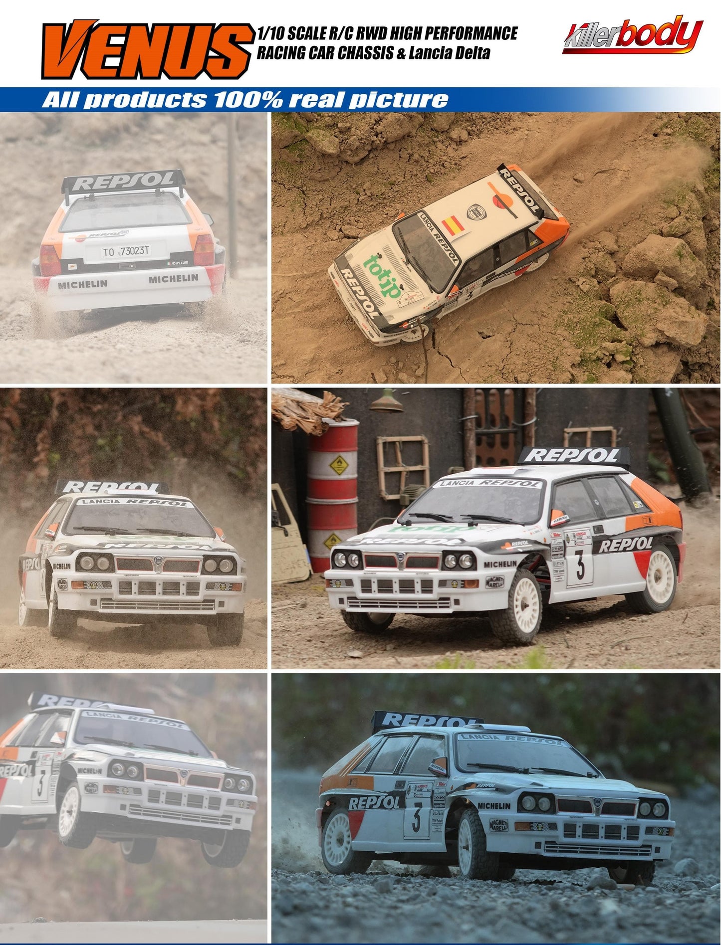 Killerbody 1/10 SCALE R/C RWD HIGH PERFORMANCE RACING CAR CHASSIS & Lancia Delta  Remote Control Car