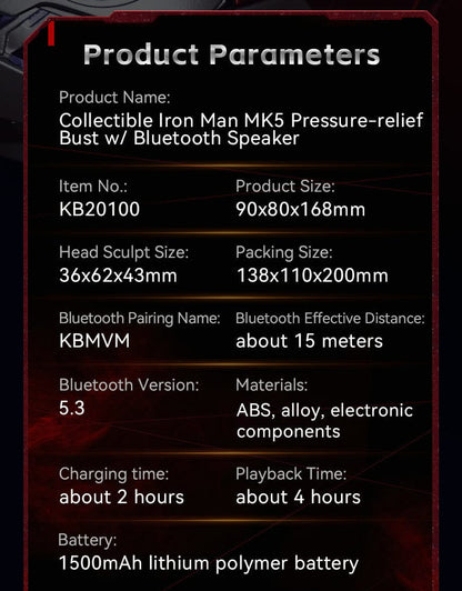 Killerbody Mk5 Pressure-relief Bust Bluetooth Speaker Portable Bluetooth Speaker with Stereo Sound, 4-Hour Playtime, Wireless Stereo Pairing, Speaker for Home, Outdoors, Travel