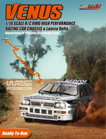 Killerbody 1/10 SCALE R/C RWD HIGH PERFORMANCE RACING CAR CHASSIS & Lancia Delta  Remote Control Car
