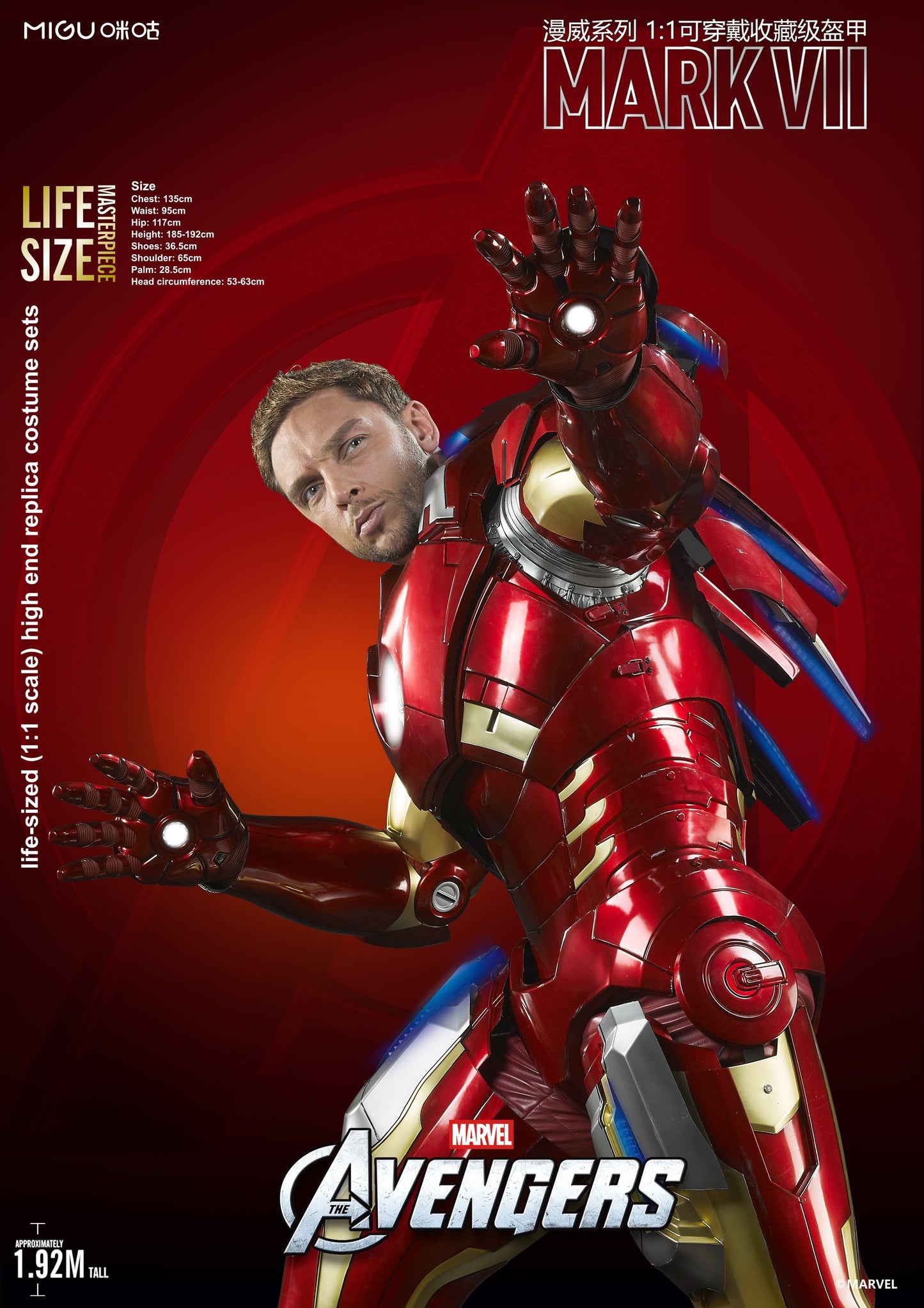 1:1 Iron Man MK7 Suit Life-size Wearable Armour Newly Upgraded Standard Version Marvel Licensed($300 is only the deposit !)