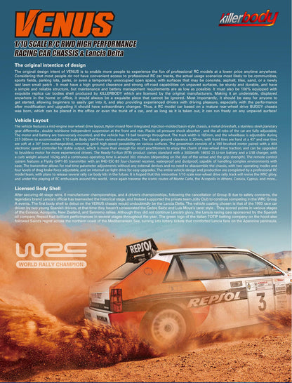 Killerbody 1/10 SCALE R/C RWD HIGH PERFORMANCE RACING CAR CHASSIS & Lancia Delta  Remote Control Car