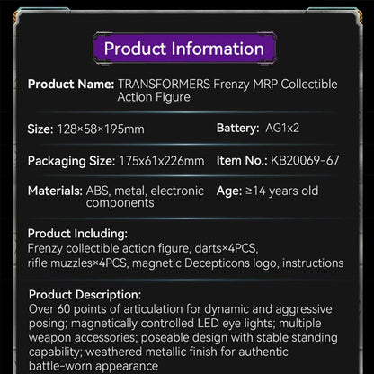 TRANSFORMERS Frenzy MRP Collectible Action Figure