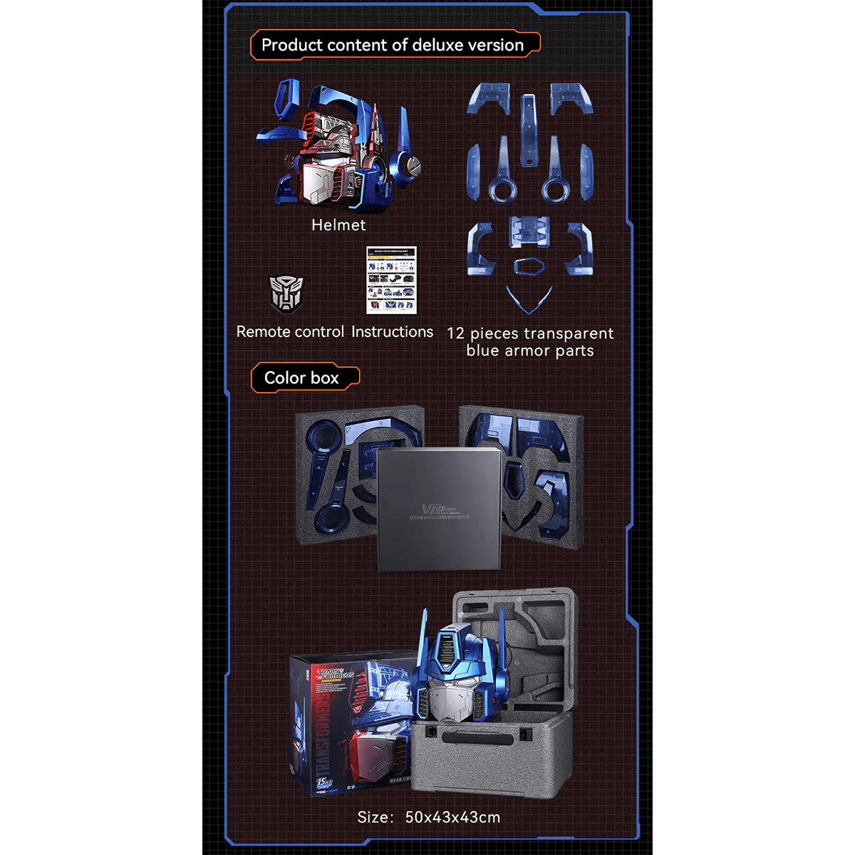 Transformers G1 Optimus Prime Wearable Helmet w/ Detachable Armor Parts（Deluxe Version）