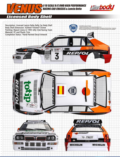 Killerbody 1/10 SCALE R/C RWD HIGH PERFORMANCE RACING CAR CHASSIS & Lancia Delta  Remote Control Car